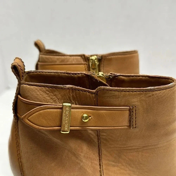 Coach Hewes Leather High Heeled Ankle Booties Boots Tan Brown Size 8 - Picture 5 of 13